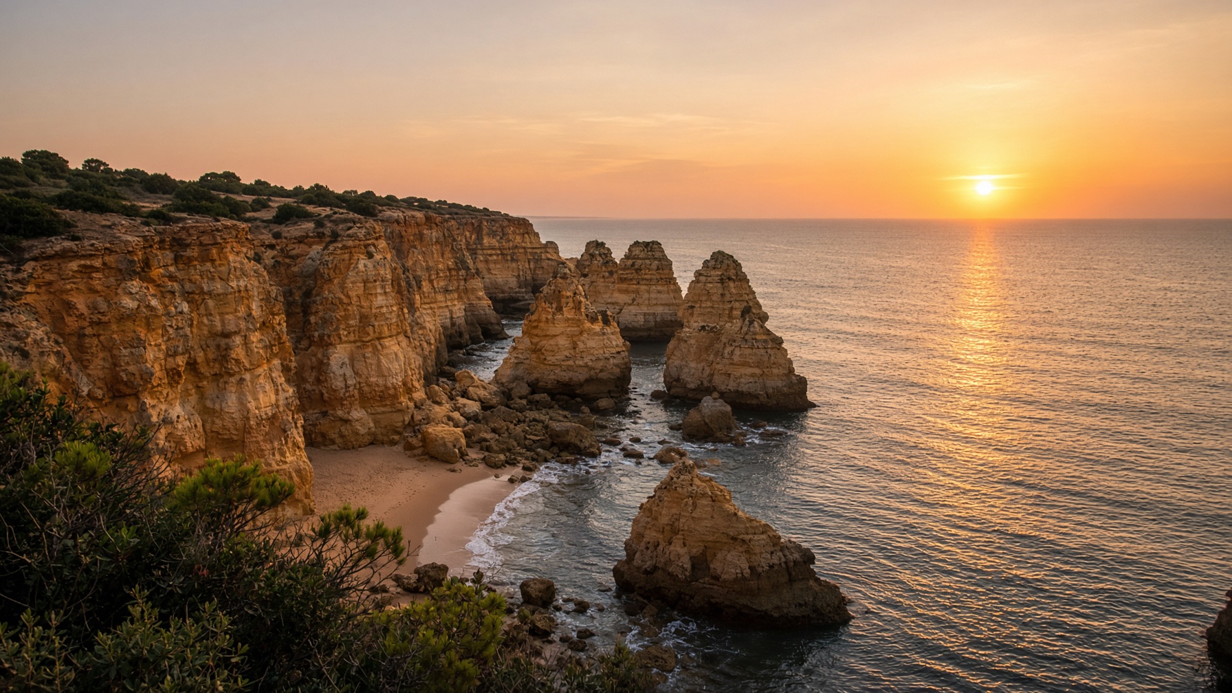 Algarve coast at sunset